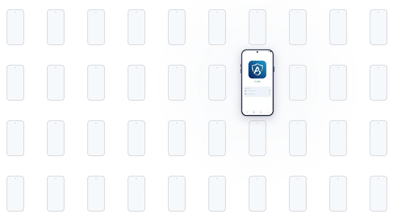 A grid of identical phones, one of them highlighted with the AirNox mark